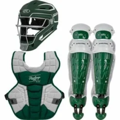 Rawlings Intermediate Dark Green VELO 2.0 Catcher's Gear Box Set (CSV2I-DG/W) - Youth Baseball Protective Gear