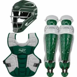 Rawlings Youth Dark Green/White VELO 2.0 Catcher's Gear Box Set - CSV2Y-DG/W | Protective Gear for Baseball