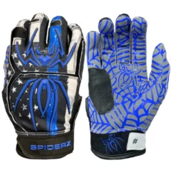 2022 Spiderz HYBRID Batting Gloves: Blue Line - Premium Baseball & Softball Gloves for Enhanced Grip & Comfort