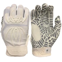 2023 Spiderz HYBRID Batting Gloves - White/White | Premium Grip & Comfort for Baseball & Softball