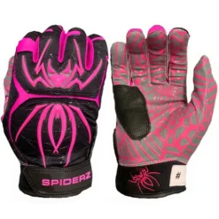 2020 Spiderz Hybrid Batting Gloves: Black/Pink - Premium Baseball & Softball Gloves