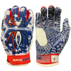 2022 Spiderz HYBRID Batting Gloves: USA Flag Design - Premium Baseball & Softball Gloves