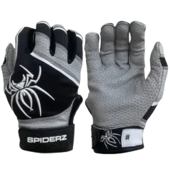 2022 Spiderz PRO Model Batting Gloves - Black/Grey | Premium Baseball & Softball Gloves