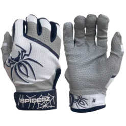 2022 Spiderz PRO Model Batting Gloves - White/Navy Blue | Premium Baseball & Softball Gloves