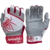 2022 Spiderz PRO Model Batting Gloves: White/Red - Premium Baseball & Softball Gloves for Enhanced Grip & Comfort