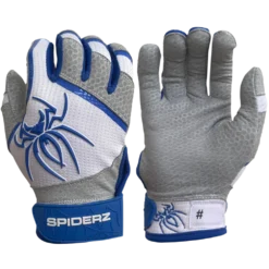 2022 Spiderz PRO Model Batting Gloves - White/Royal Blue | Premium Baseball & Softball Gloves