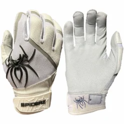2023 Spiderz Pro Model Batting Gloves - White/Black/Silver | Premium Baseball & Softball Gloves