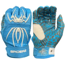 2023 Spiderz HYBRID Batting Gloves - Columbia Blue/White | Premium Baseball & Softball Gloves