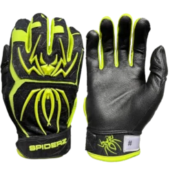 2022 Spiderz ENDITE Batting Gloves - Black & Neon Yellow | Premium Grip & Comfort