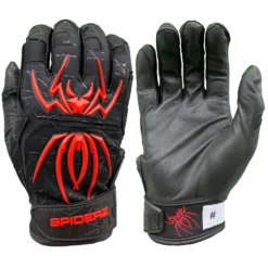 2022 Spiderz ENDITE Batting Gloves: Black And Red - Premium Baseball & Softball Gloves