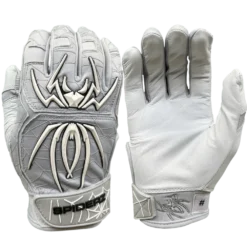 2022 Spiderz ENDITE Batting Gloves: Grey And White - Premium Baseball & Softball Gloves