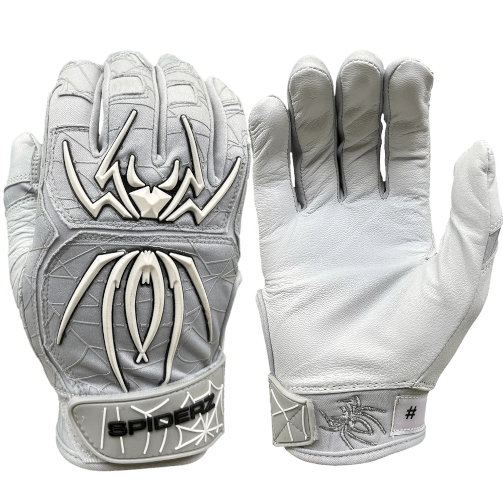 2022 Spiderz ENDITE Batting Gloves: Grey And White - Premium Baseball & Softball Gloves 3 2022 Spiderz ENDITE Batting Gloves: Grey And White - Premium Baseball & Softball Gloves