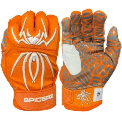 2023 Spiderz HYBRID Batting Gloves - Orange/White | Premium Grip & Comfort for Baseball & Softball
