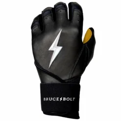 Bruce Bolt PREMIUM PRO Long Cuff Batting Gloves: Black - High-Performance Baseball Gloves for Enhanced Grip & Comfort -Fielding Gloves Sales LC BLKG LEFT
