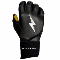 Bruce Bolt PREMIUM PRO Long Cuff Batting Gloves: Black - High-Performance Baseball Gloves for Enhanced Grip & Comfort -Fielding Gloves Sales LC BLKG RIGHT