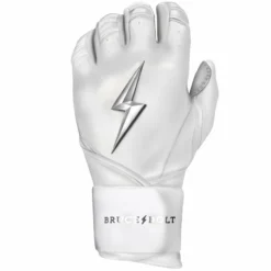 Bruce Bolt PREMIUM PRO Chrome Series Long Cuff Batting Gloves - White | High-Performance Baseball Gloves -Fielding Gloves Sales LC CHRW LEFT