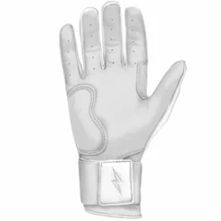 Bruce Bolt PREMIUM PRO Chrome Series Long Cuff Batting Gloves - White | High-Performance Baseball Gloves -Fielding Gloves Sales LC CHRW PALM