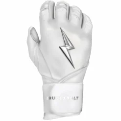 Bruce Bolt PREMIUM PRO Chrome Series Long Cuff Batting Gloves - White | High-Performance Baseball Gloves -Fielding Gloves Sales LC CHRW RIGHT