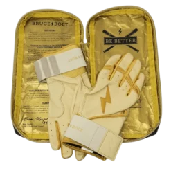 Bruce Bolt PREMIUM PRO Gold Series Batting Gloves: Long Cuff - High-Performance Baseball Gloves for Enhanced Grip & Comfort -Fielding Gloves Sales LC GLD BAG2