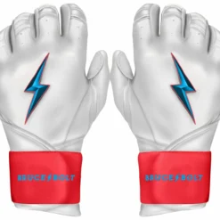 Bruce Bolt PREMIUM PRO BRINSON Series Long Cuff Batting Gloves - White | High-Performance Baseball Gloves