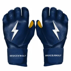 Bruce Bolt PREMIUM PRO Long Cuff Batting Gloves: Navy - High-Performance Baseball Gloves for Enhanced Grip & Comfort