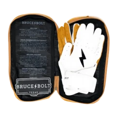 Bruce Bolt PREMIUM PRO Long Cuff Batting Gloves - White | High-Performance Baseball Gloves -Fielding Gloves Sales LC WHTG BAG2