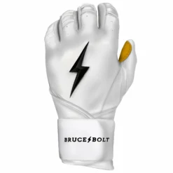 Bruce Bolt PREMIUM PRO Long Cuff Batting Gloves - White | High-Performance Baseball Gloves -Fielding Gloves Sales LC WHTG LEFT