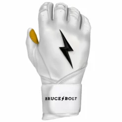 Bruce Bolt PREMIUM PRO Long Cuff Batting Gloves - White | High-Performance Baseball Gloves -Fielding Gloves Sales LC WHTG RIGHT
