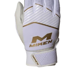 Miken MK7X Adult White & Gold Batting Gloves - Premium Grip & Comfort for Baseball & Softball -Fielding Gloves Sales MBGGLDwhite3 scaled