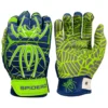 2021 Spiderz HYBRID Small Batch Batting Gloves - Navy Blue/Safety Green/White | Premium Baseball & Softball Gloves