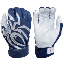 2022 Spiderz PRIZM Batting Gloves: Navy Blue/Silver - Premium Grip & Comfort for Baseball & Softball