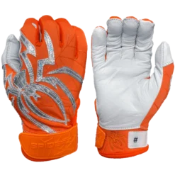 2022 Spiderz PRIZM Batting Gloves - Orange/Silver | Premium Grip & Comfort for Baseball & Softball