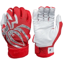 2022 Spiderz PRIZM Batting Gloves: Red/Silver - Premium Baseball & Softball Gloves for Enhanced Grip & Comfort