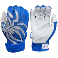 2022 Spiderz PRIZM Batting Gloves: Royal Blue/Silver - Premium Baseball & Softball Gloves