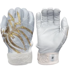 2022 Spiderz PRIZM Batting Gloves: White/Gold - Premium Baseball & Softball Gloves