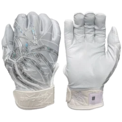 2022 Spiderz PRIZM Batting Gloves - White/Silver | Premium Baseball & Softball Gloves