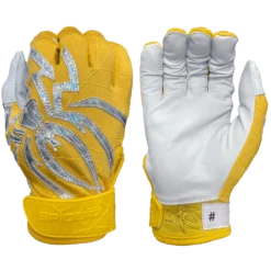 2022 Spiderz PRIZM Batting Gloves - Yellow/Silver | Premium Baseball & Softball Gloves