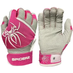 2022 Spiderz PRO Model Batting Gloves: Pink/White - Premium Baseball & Softball Gloves