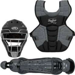 Rawlings Intermediate Black/Graphite VELO 2.0 Catcher's Gear Box Set (CSV2I-B/GPH) - Youth Baseball Protective Gear