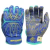 2021 Spiderz HYBRID Small Batch Batting Gloves: Royal/Turquoise/Yellow | Premium Baseball & Softball Gloves