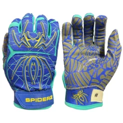 2021 Spiderz HYBRID Small Batch Batting Gloves: Royal/Turquoise/Yellow | Premium Baseball & Softball Gloves