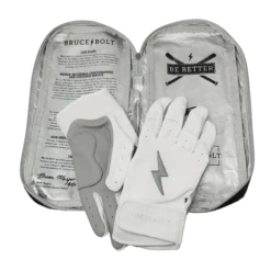 Bruce Bolt PREMIUM PRO Chrome Series Short Cuff Batting Gloves - White | High-Performance Baseball Gloves -Fielding Gloves Sales SC CHRW BAG2