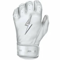 Bruce Bolt PREMIUM PRO Chrome Series Short Cuff Batting Gloves - White | High-Performance Baseball Gloves -Fielding Gloves Sales SC CHRW LEFT