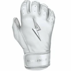 Bruce Bolt PREMIUM PRO Chrome Series Short Cuff Batting Gloves - White | High-Performance Baseball Gloves -Fielding Gloves Sales SC CHRW RIGHT