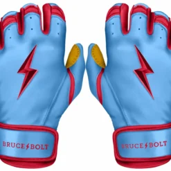 Bruce Bolt PREMIUM PRO BADER Series Short Cuff Batting Gloves - Baby Blue | High-Performance Baseball Gloves