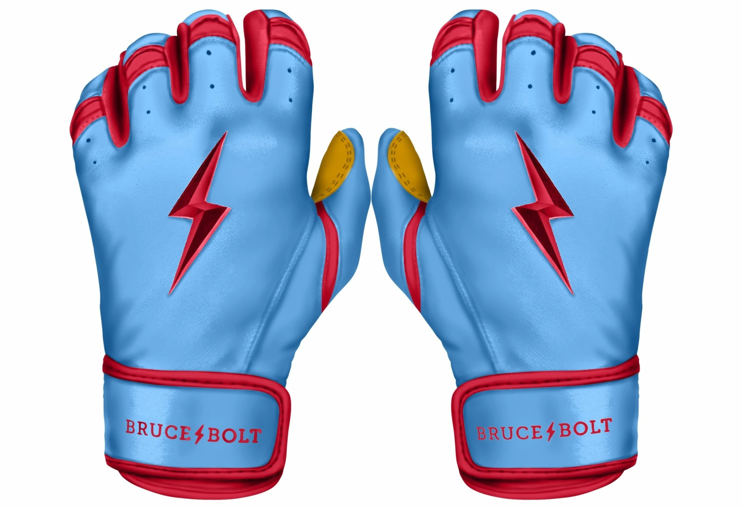 Bruce Bolt PREMIUM PRO BADER Series Short Cuff Batting Gloves - Baby Blue | High-Performance Baseball Gloves 3 Bruce Bolt PREMIUM PRO BADER Series Short Cuff Batting Gloves - Baby Blue | High-Performance Baseball Gloves