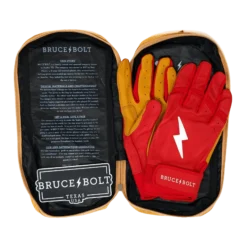 Bruce Bolt PREMIUM PRO Short Cuff Batting Gloves: Red - High-Performance Baseball Gloves for Enhanced Grip & Comfort -Fielding Gloves Sales SC REDG BAG2