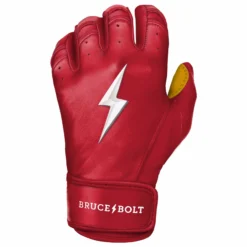 Bruce Bolt PREMIUM PRO Short Cuff Batting Gloves: Red - High-Performance Baseball Gloves for Enhanced Grip & Comfort -Fielding Gloves Sales SC REDG LEFT