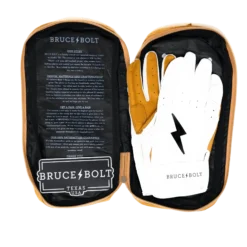 Bruce Bolt PREMIUM PRO Short Cuff Batting Gloves: White - High-Performance Baseball Gloves for Enhanced Grip & Comfort -Fielding Gloves Sales SC WHTG BAG2