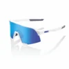 100% S3 Sunglasses Matte White - HiPER Blue Multilayer Mirror Lens | UV Protection & Stylish Design -Fielding Gloves Sales SP21 S3 60005 00006 3Q